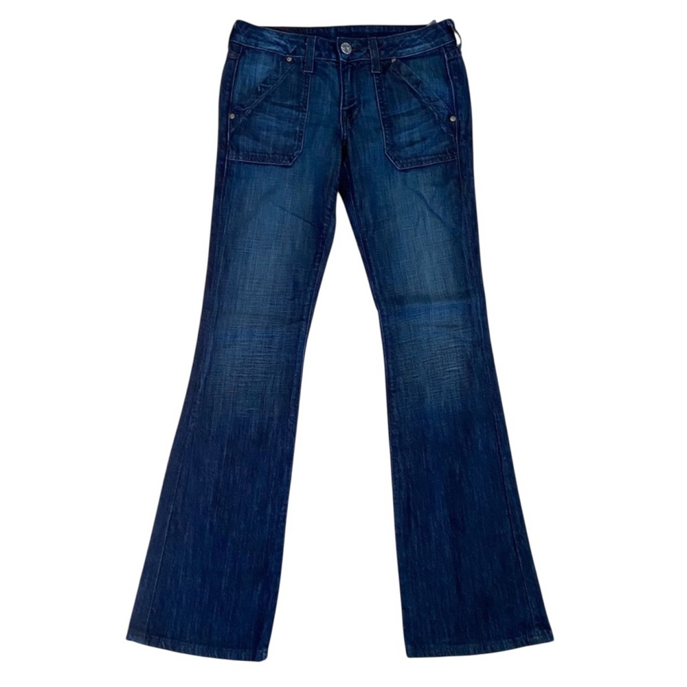 William Rast dark blue soft distressed bootcut flap pocket Y2K jeans size 27